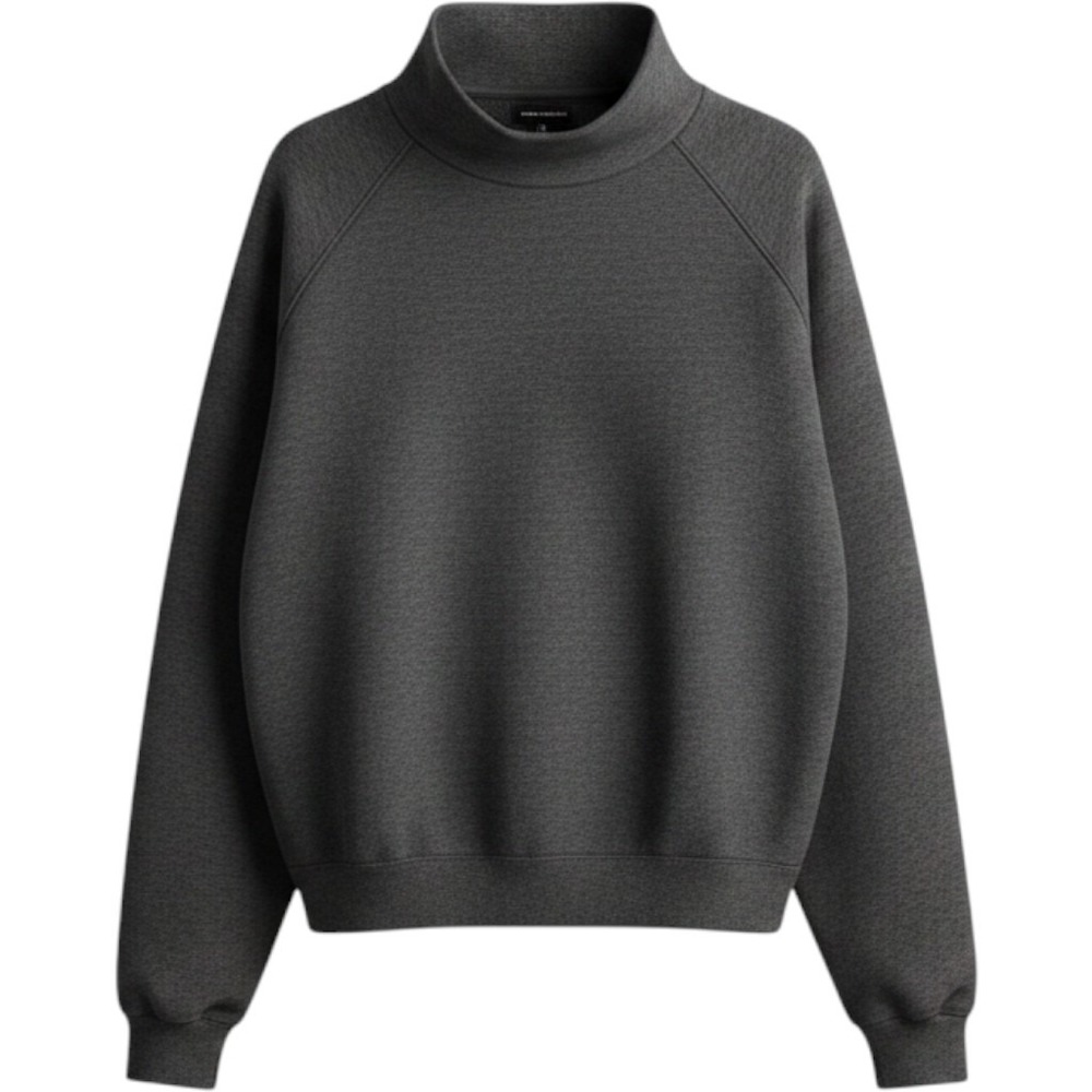 Banana Republic Womens Mock Neck Sweatshirt Charcoal Gray Organic Cotton Terry M